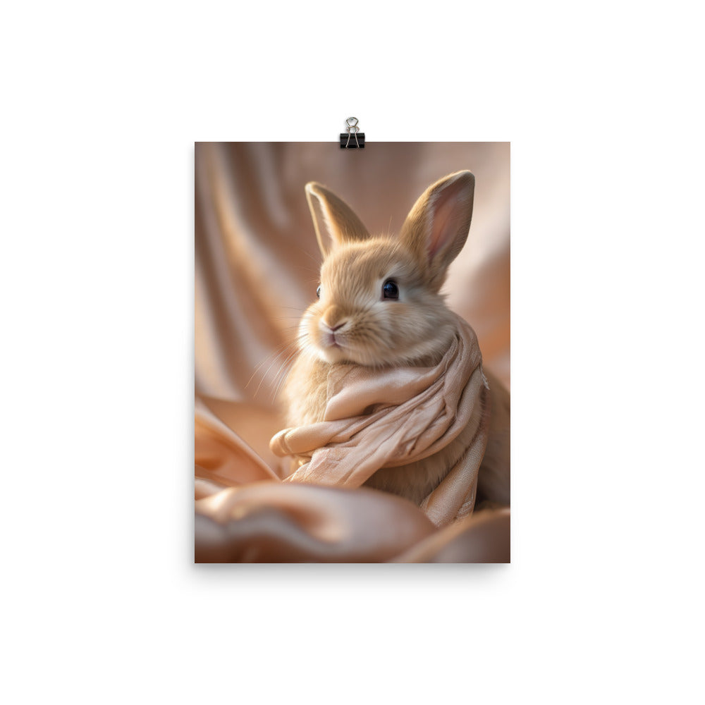 Mini Satin Bunnys Luxurious Presence Photo paper poster - PosterfyAI.com