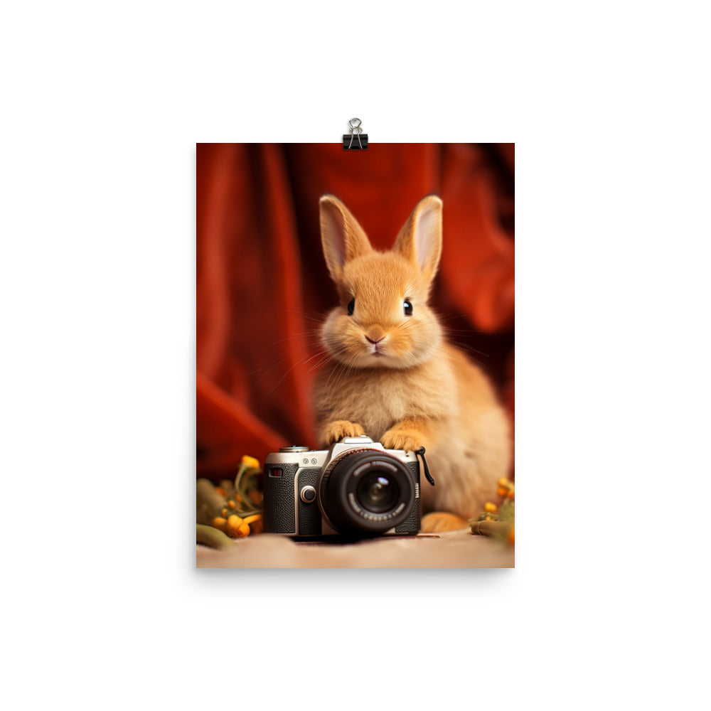 Mini Satin Bunnys Enchanting Inquisitiveness Photo paper poster - PosterfyAI.com