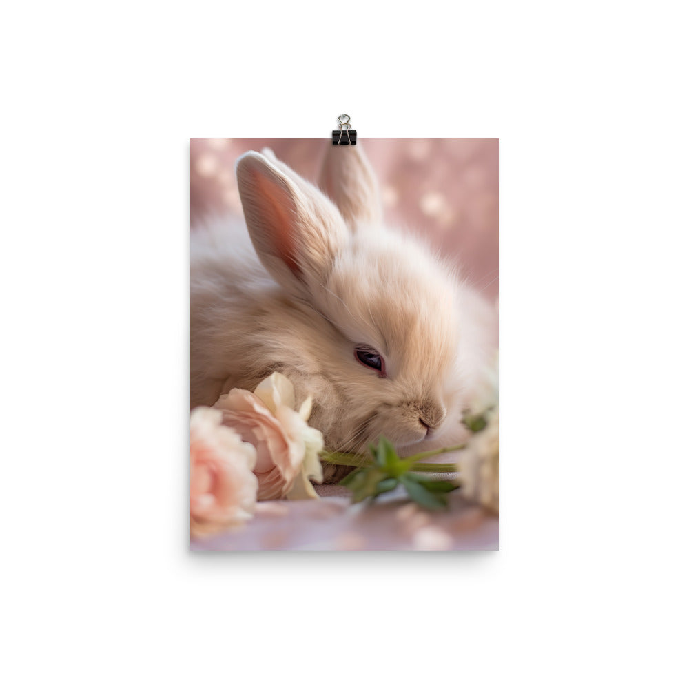Mini Satin Bunny in Tranquil Bliss Photo paper poster - PosterfyAI.com