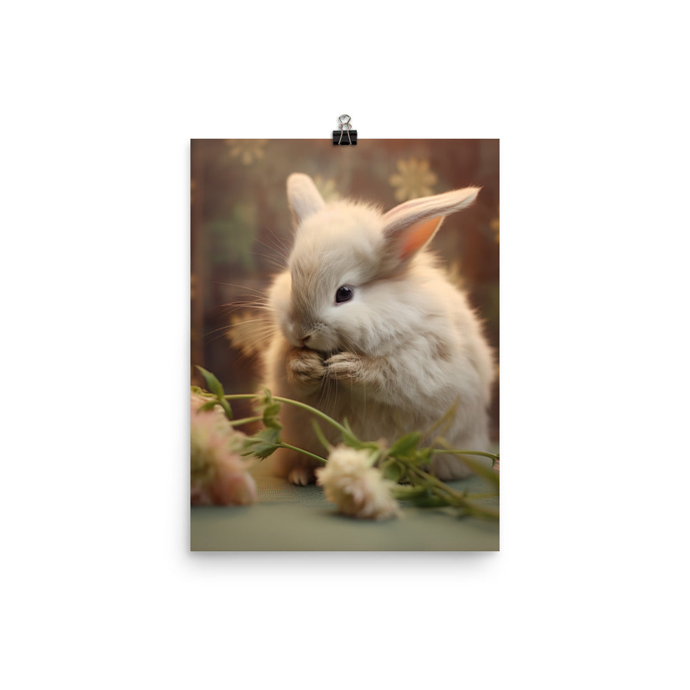 Mini Satin Bunny in Tranquil Bliss Photo paper poster - PosterfyAI.com