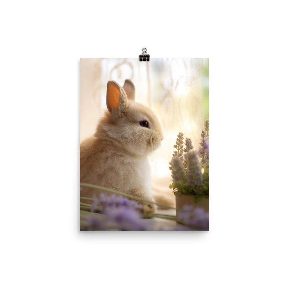 Mini Satin Bunny in Tranquil Bliss Photo paper poster - PosterfyAI.com