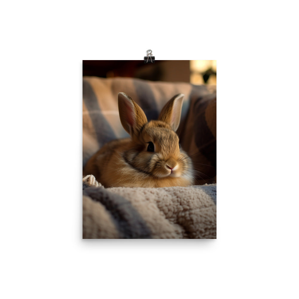 Rhinelander Bunny in a Cozy Setting Photo paper poster - PosterfyAI.com