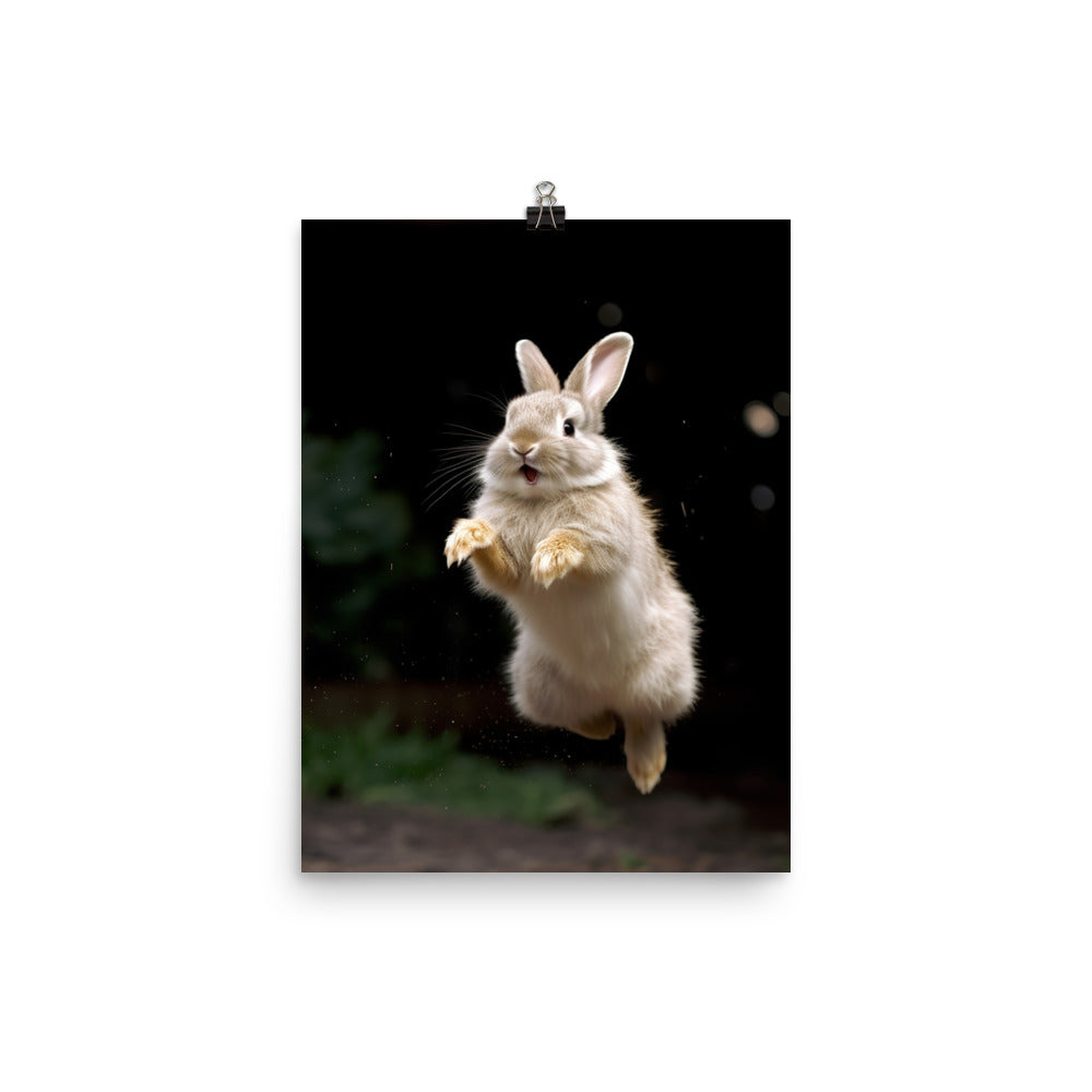 Thrianta Bunny Enjoying a Playful Hop Photo paper poster - PosterfyAI.com