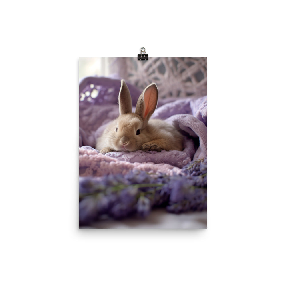 Lilac Bunny in a Cozy Setting Photo paper poster - PosterfyAI.com