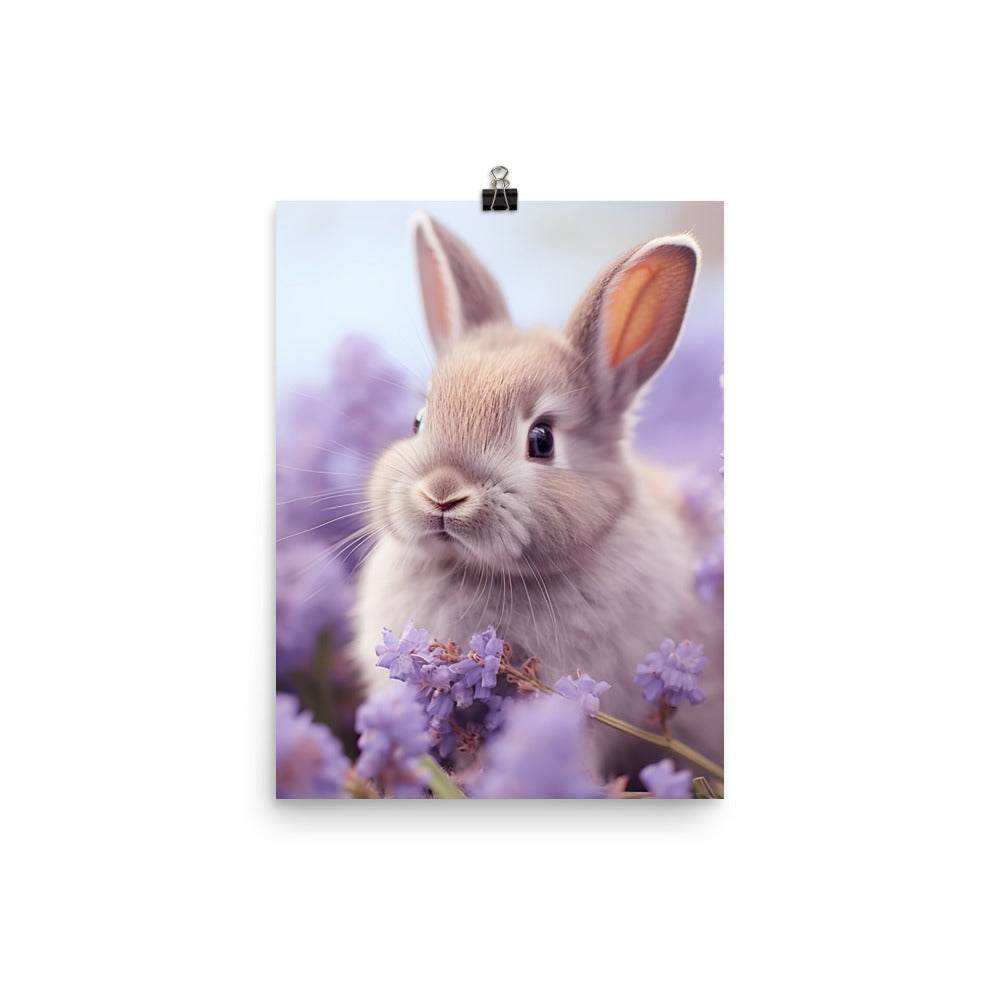 Adorable Lilac Bunny Photo paper poster - PosterfyAI.com