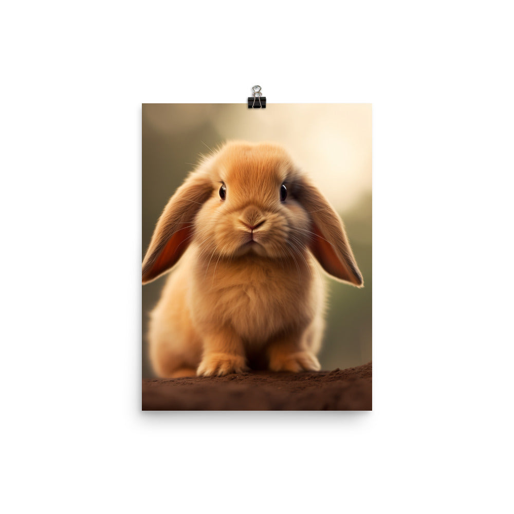 Adorable Mini Lop Bunny Photo paper poster - PosterfyAI.com