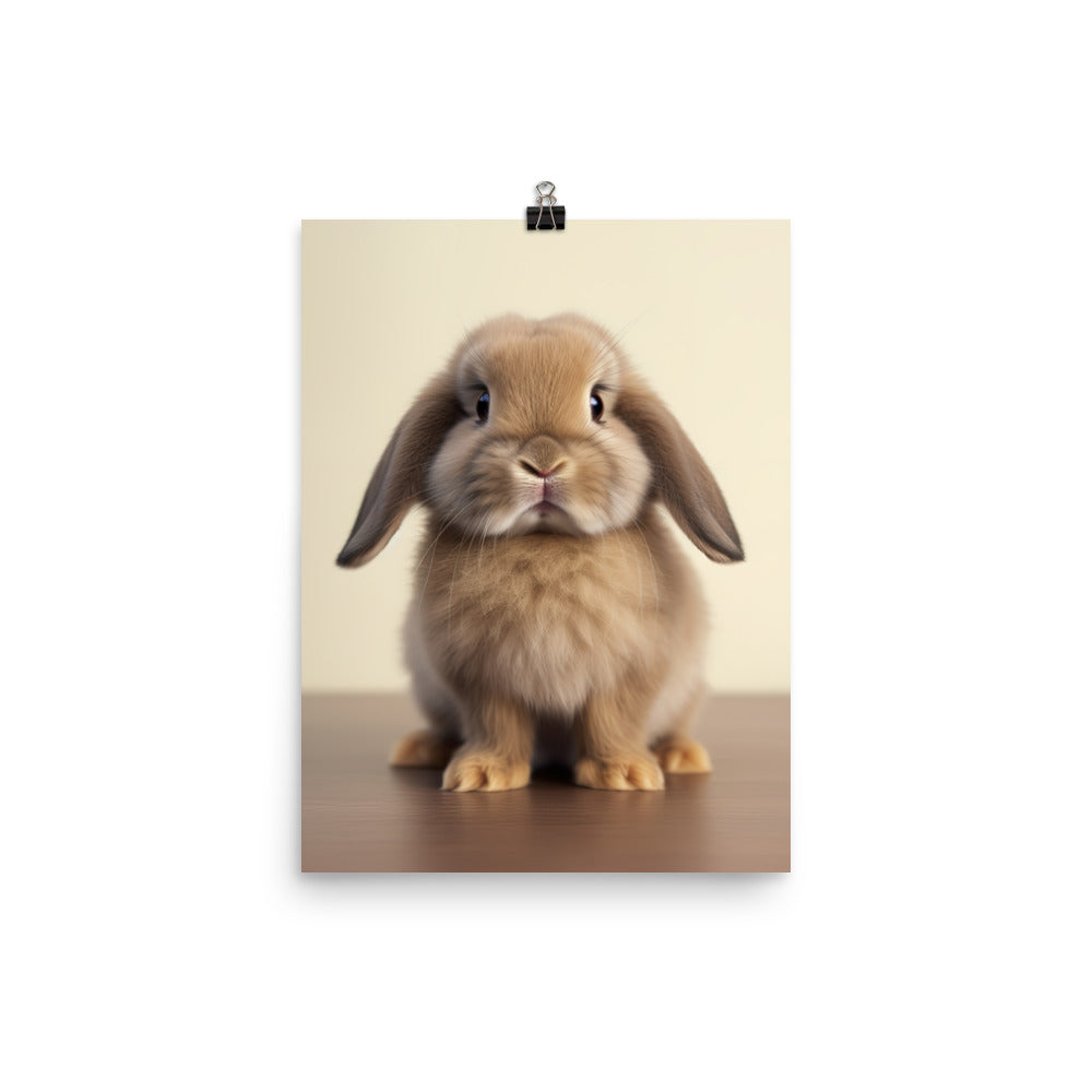 Adorable Mini Lop Bunny Photo paper poster - PosterfyAI.com