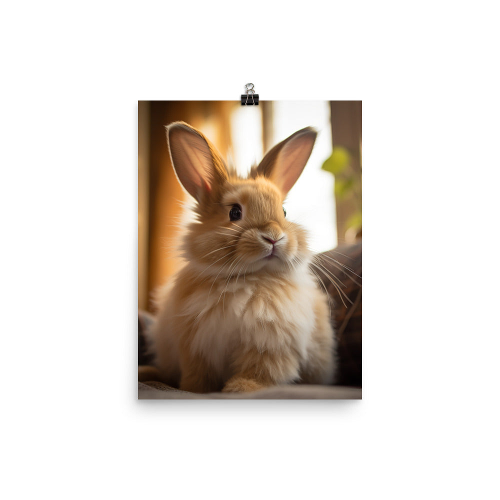 Lionhead Bunny in a Cozy Setting Photo paper poster - PosterfyAI.com
