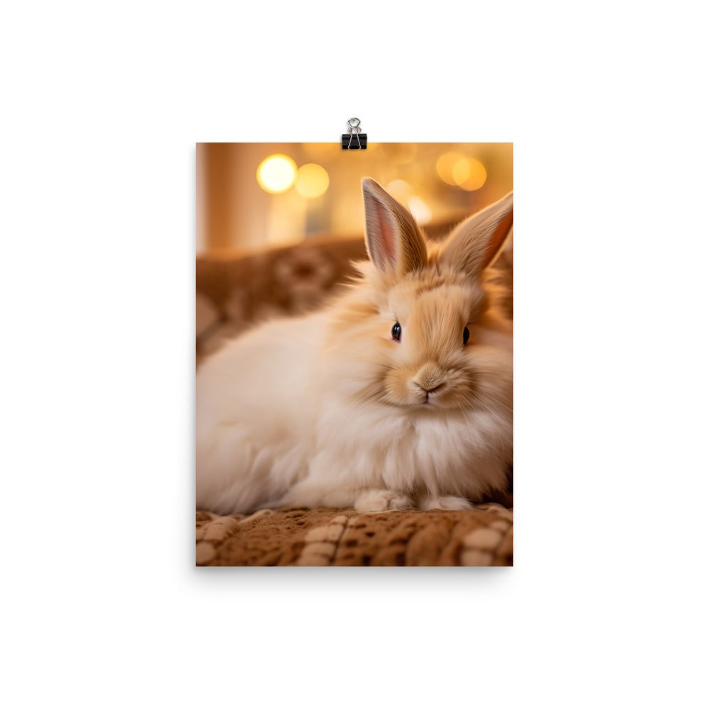 Lionhead Bunny in a Cozy Setting Photo paper poster - PosterfyAI.com