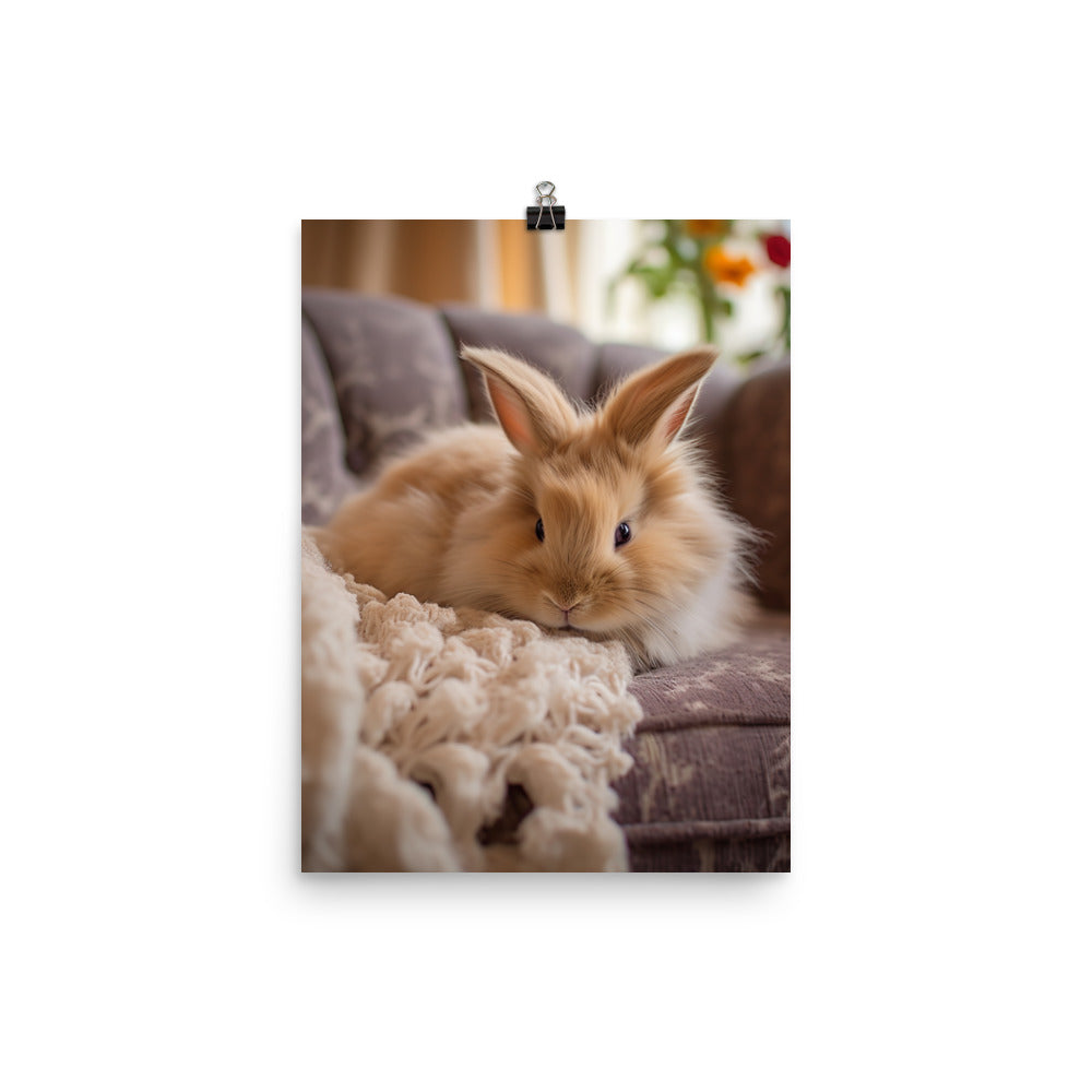 Lionhead Bunny in a Cozy Setting Photo paper poster - PosterfyAI.com