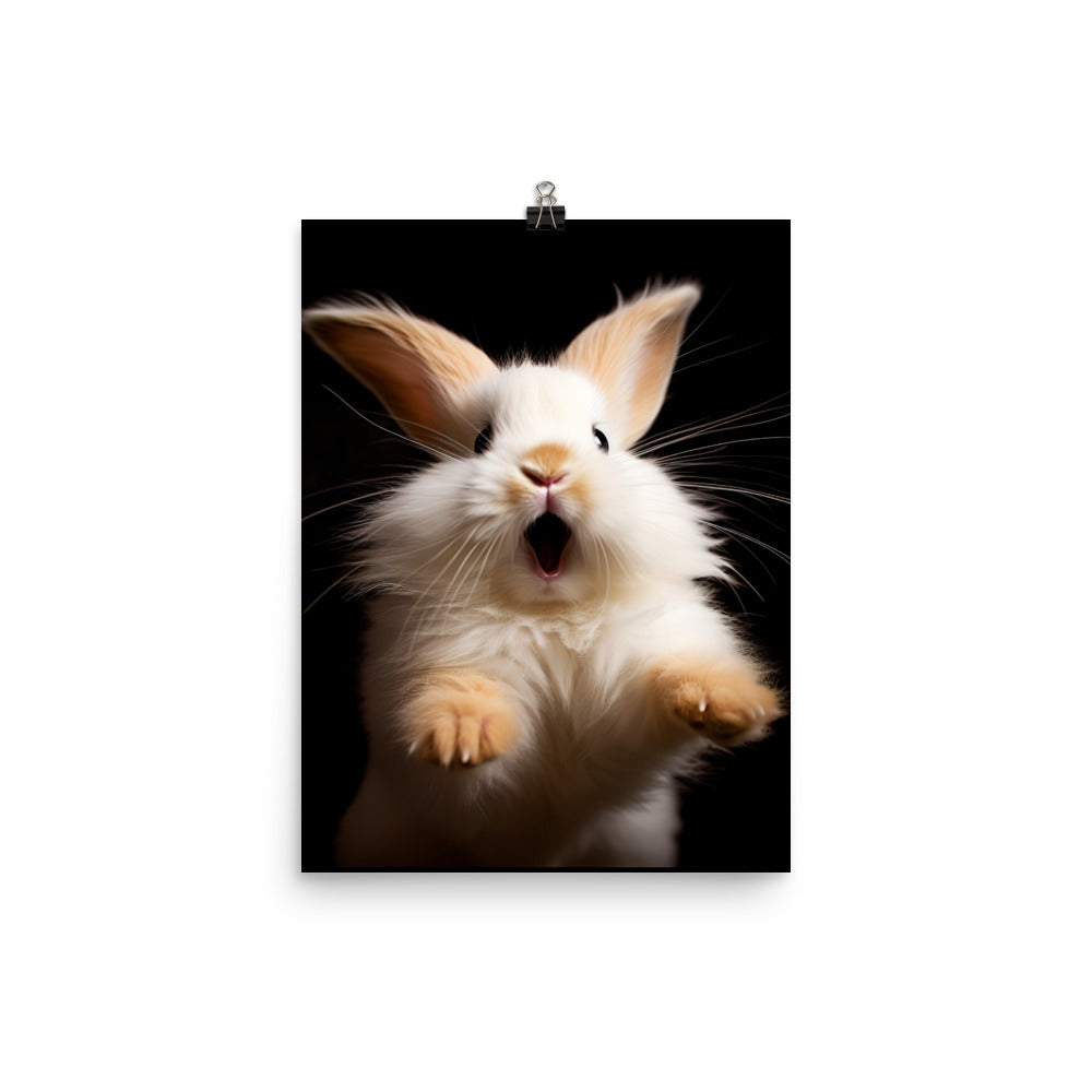 Lionhead Bunny Enjoying a Playful Hop Photo paper poster - PosterfyAI.com