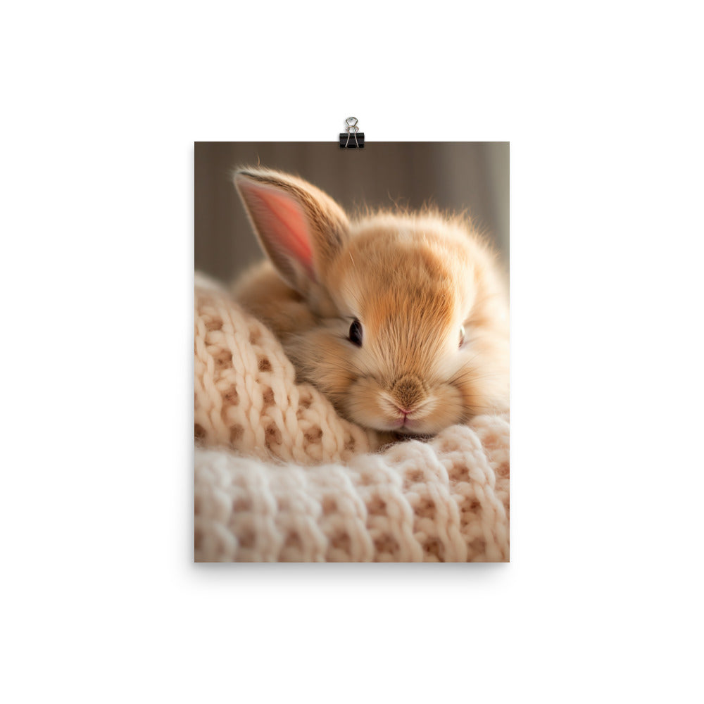 Jersey Wooly Bunny in a Cozy Setting Photo paper poster - PosterfyAI.com