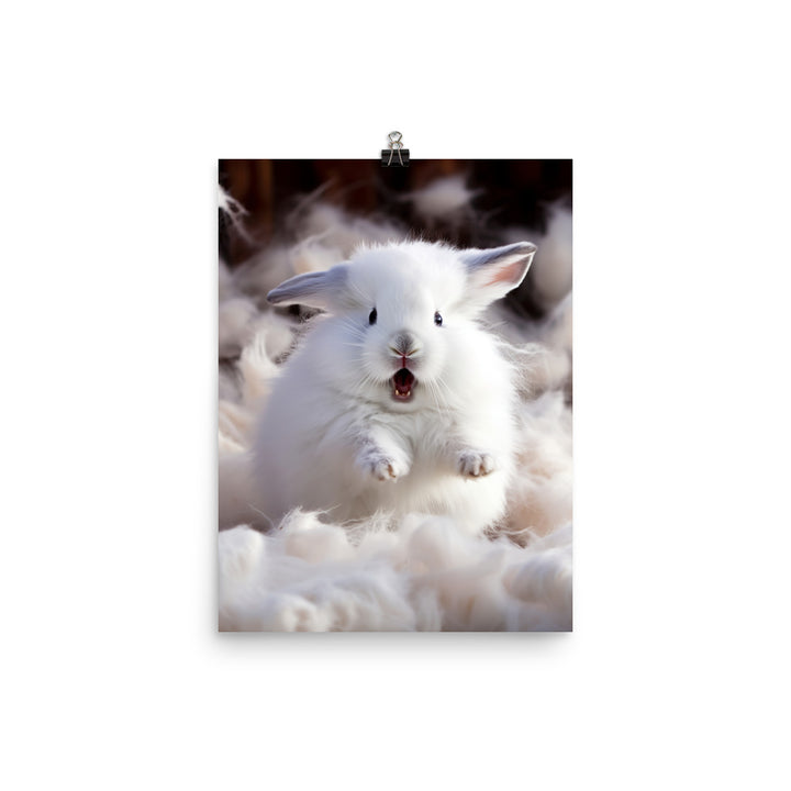 Jersey Wooly Bunny Enjoying a Playful Hop Photo paper poster - PosterfyAI.com