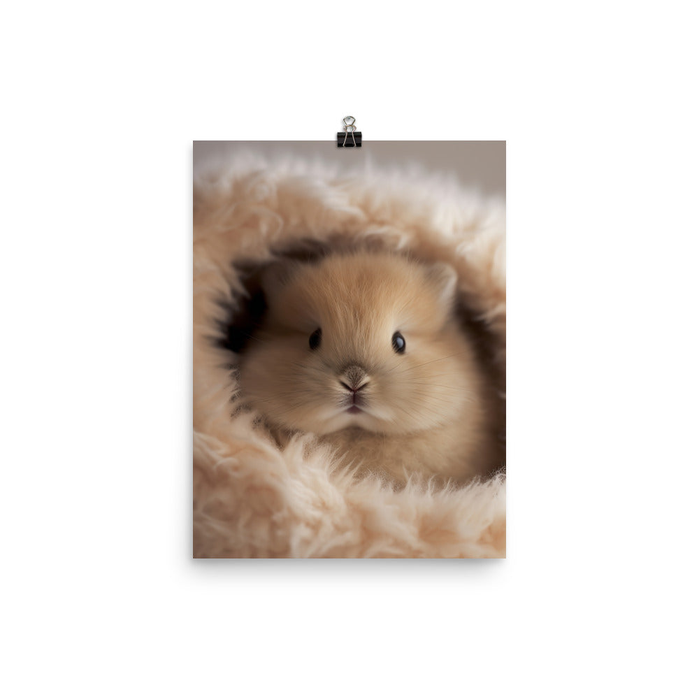 Adorable Jersey Wooly Bunny Photo paper poster - PosterfyAI.com