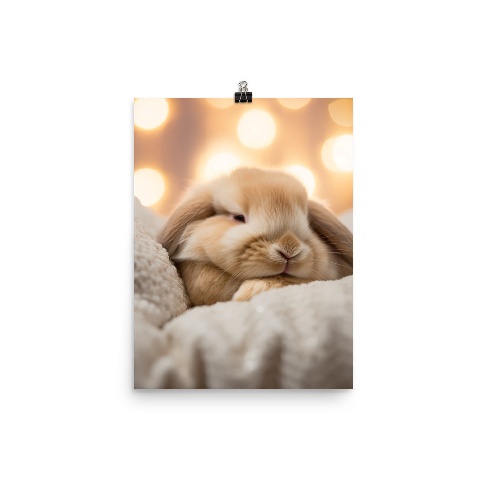 Holland Lop Bunny in a Cozy Setting Photo paper poster - PosterfyAI.com