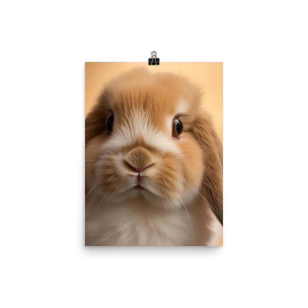 Charming Holland Lop Bunny Photo paper poster - PosterfyAI.com