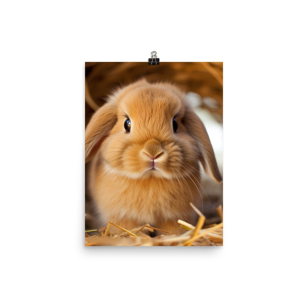 Adorable Holland Lop Bunny Photo paper poster - PosterfyAI.com