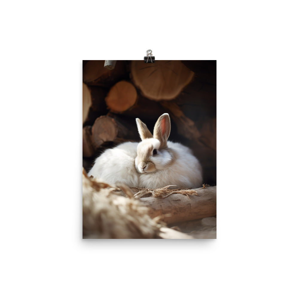 Himalayan Bunny in a Cozy Setting Photo paper poster - PosterfyAI.com