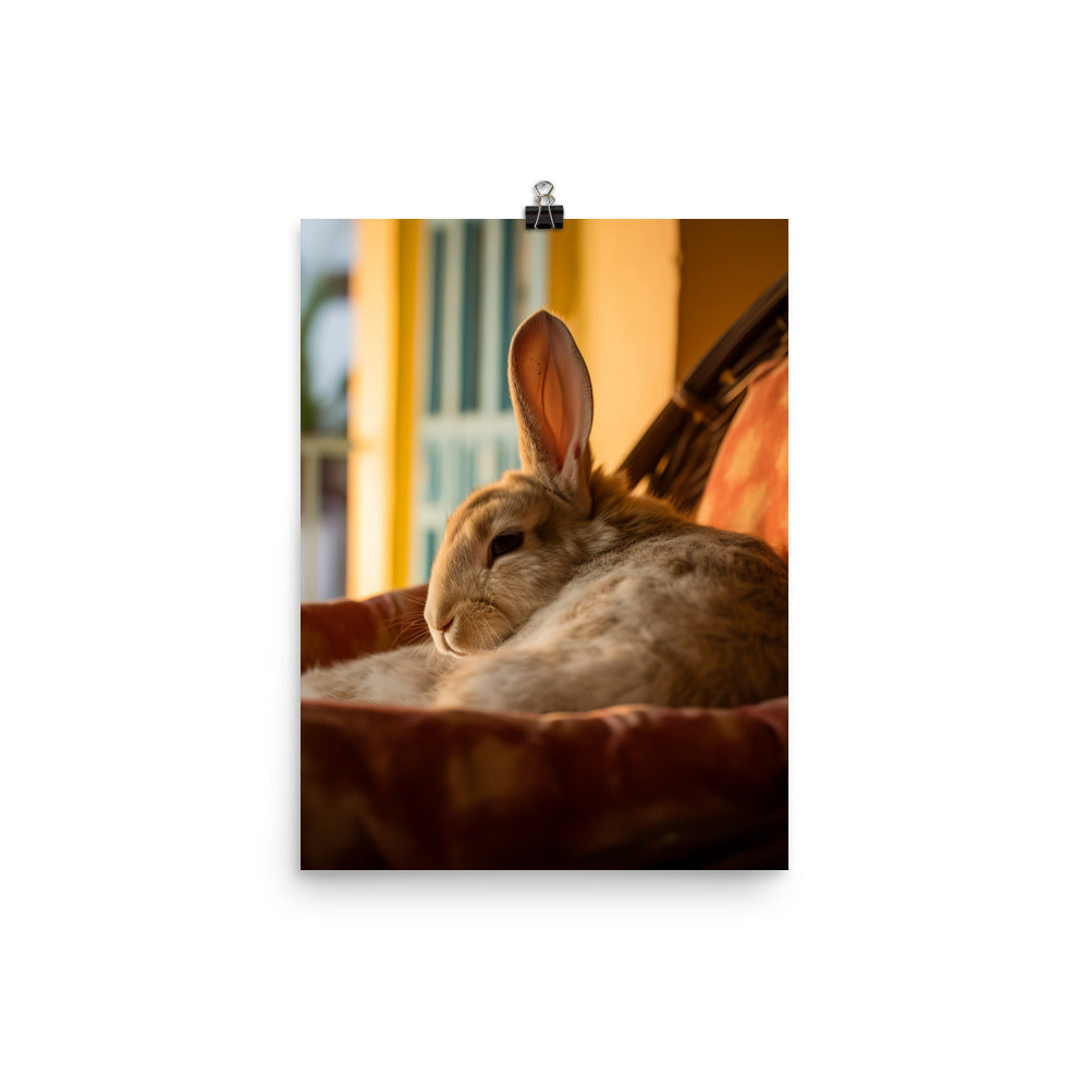 Havana Bunny in a Cozy Setting Photo paper poster - PosterfyAI.com