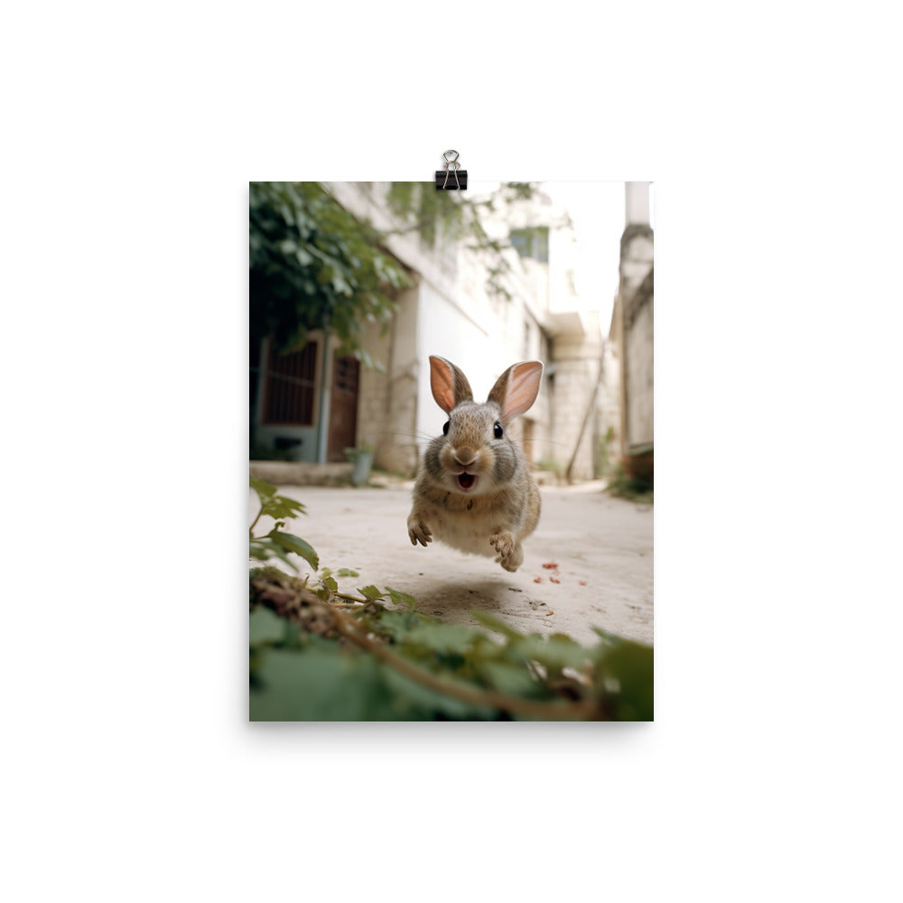 Havana Bunny Enjoying a Playful Hop Photo paper poster - PosterfyAI.com