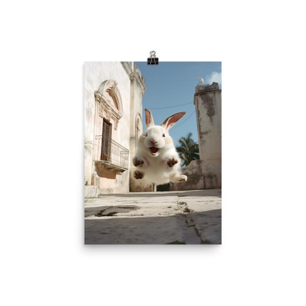 Havana Bunny Enjoying a Playful Hop Photo paper poster - PosterfyAI.com