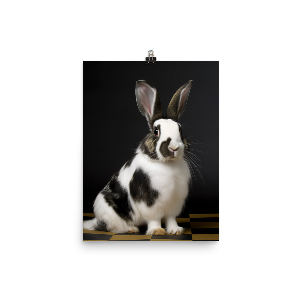Harlequin Bunny with a Stylish Pose Photo paper poster - PosterfyAI.com