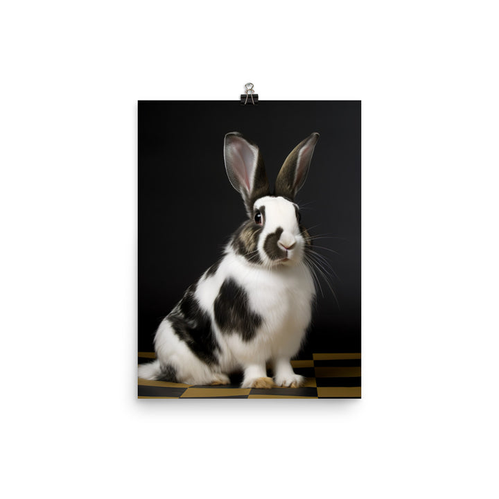 Harlequin Bunny with a Stylish Pose Photo paper poster - PosterfyAI.com