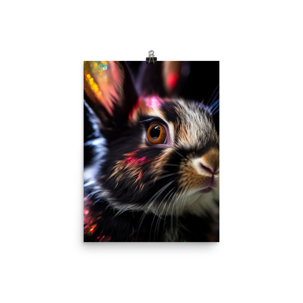Charming Harlequin Bunny Photo paper poster - PosterfyAI.com