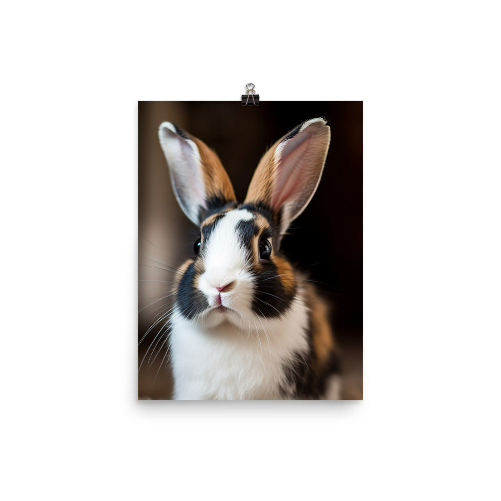 Charming Harlequin Bunny Photo paper poster - PosterfyAI.com