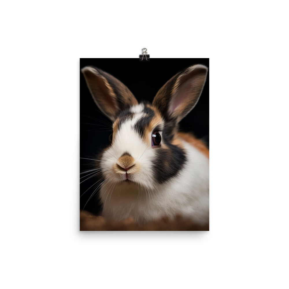 Adorable Harlequin Bunny Photo paper poster - PosterfyAI.com