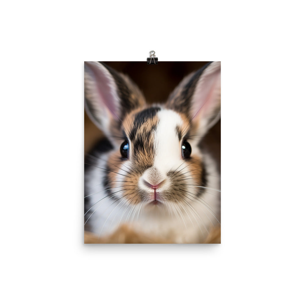 Adorable Harlequin Bunny Photo paper poster - PosterfyAI.com