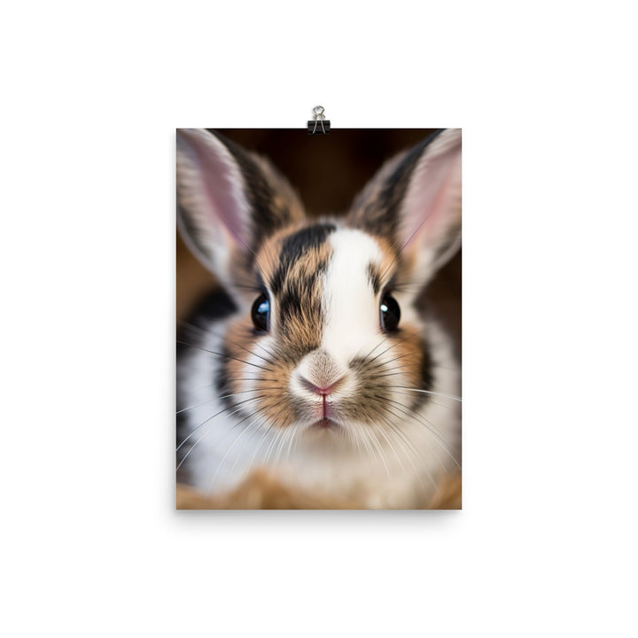 Adorable Harlequin Bunny Photo paper poster - PosterfyAI.com