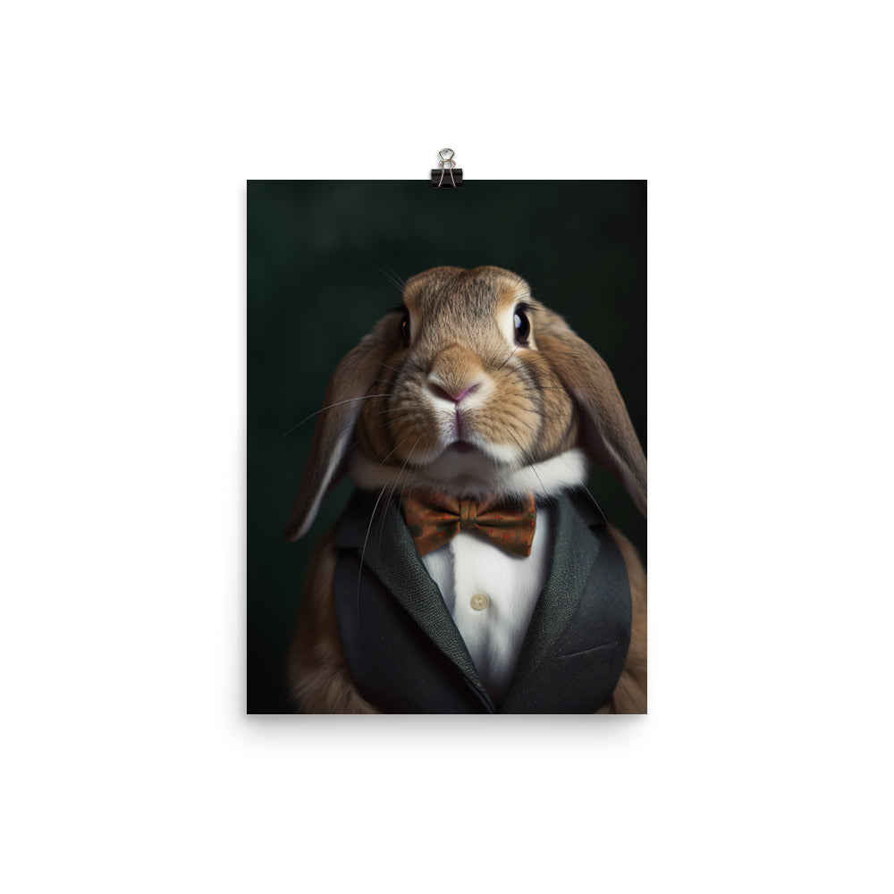 English Lop Bunny with a Stylish Pose Photo paper poster - PosterfyAI.com