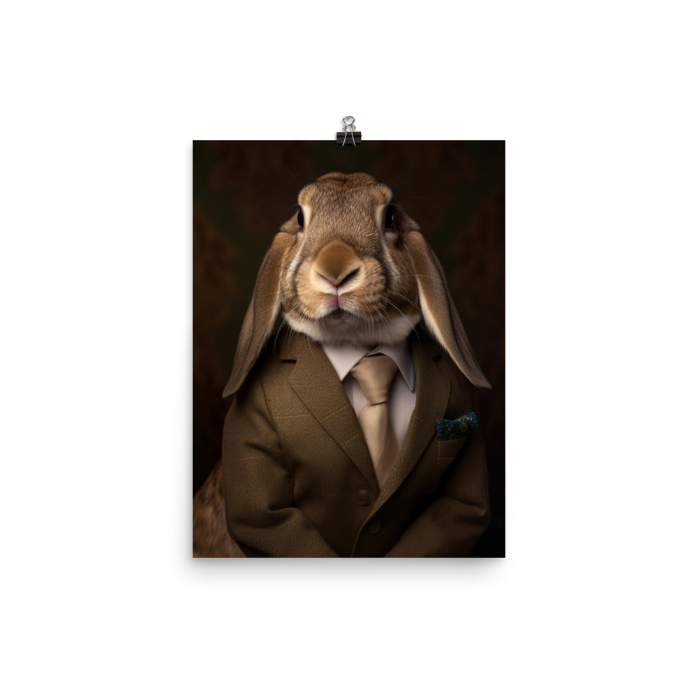 English Lop Bunny with a Stylish Pose Photo paper poster - PosterfyAI.com