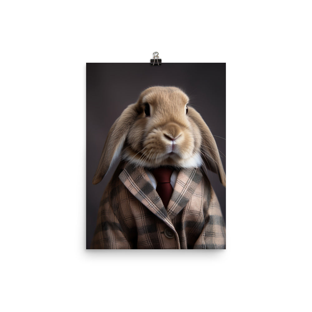 English Lop Bunny with a Stylish Pose Photo paper poster - PosterfyAI.com