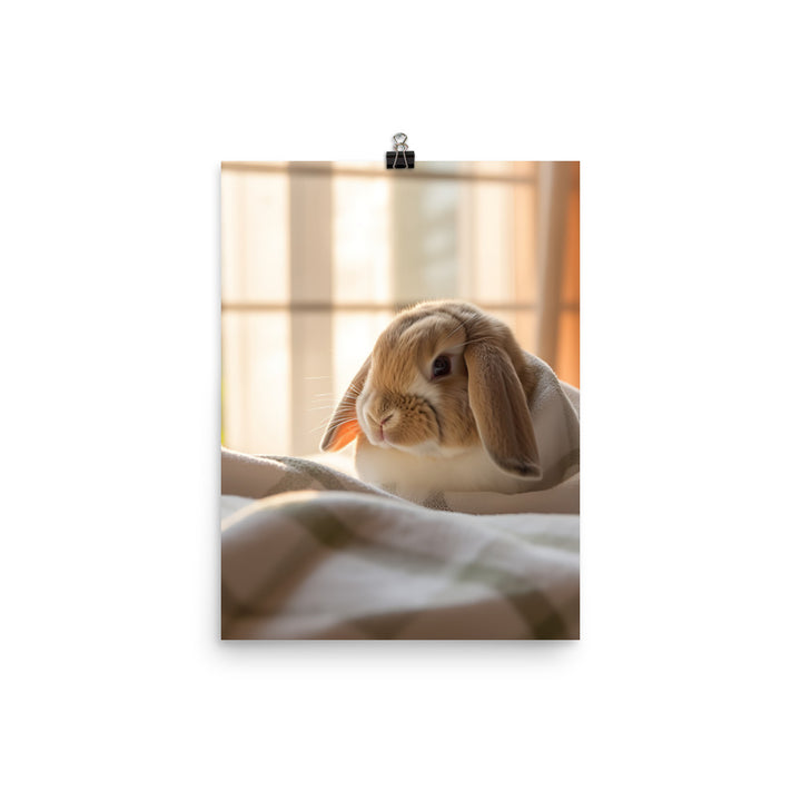 English Lop Bunny in a Cozy Setting Photo paper poster - PosterfyAI.com