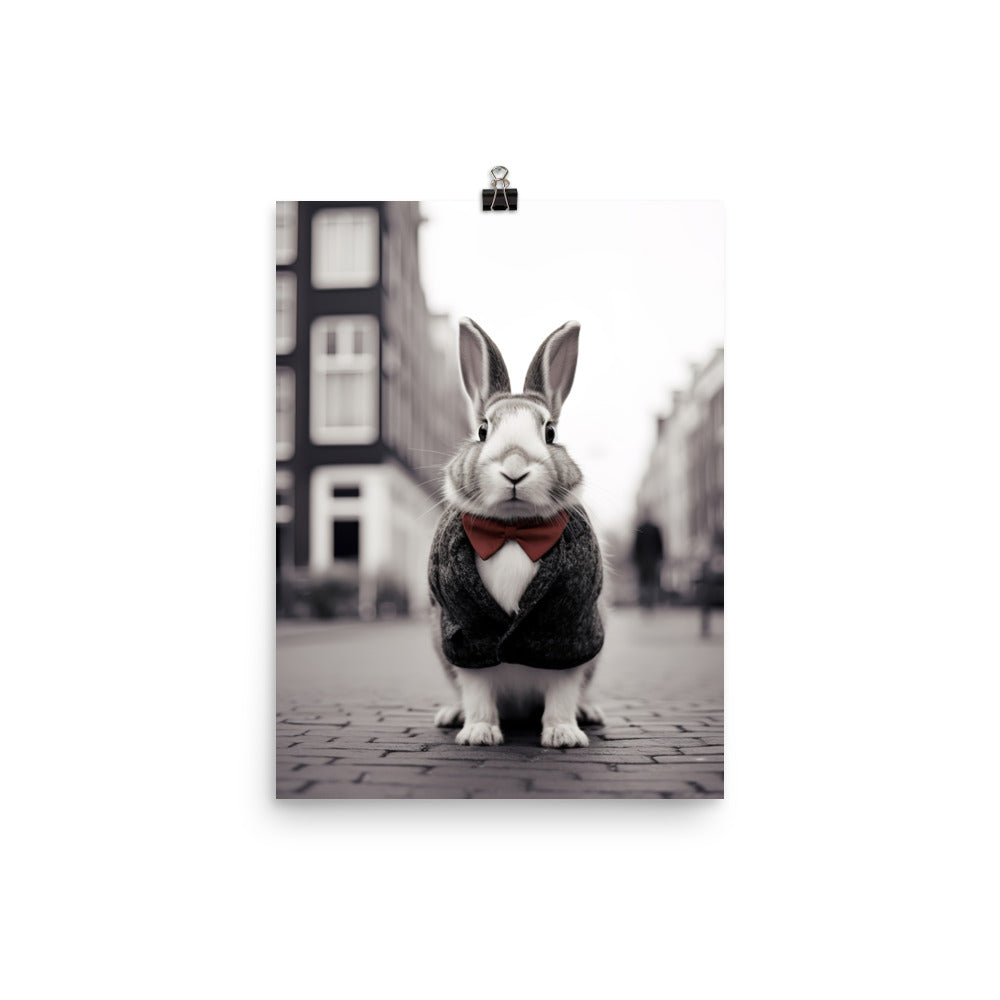 Dutch Bunny with a Stylish Pose Photo paper poster - PosterfyAI.com