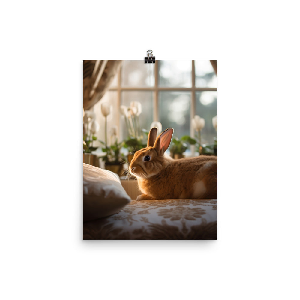Dutch Bunny in a Cozy Setting Photo paper poster - PosterfyAI.com