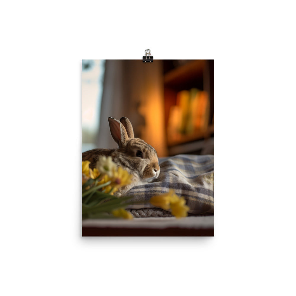 Dutch Bunny in a Cozy Setting Photo paper poster - PosterfyAI.com
