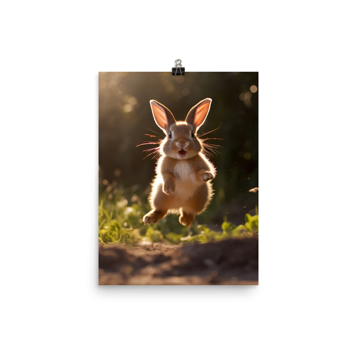 Dutch Bunny Enjoying a Playful Hop Photo paper poster - PosterfyAI.com