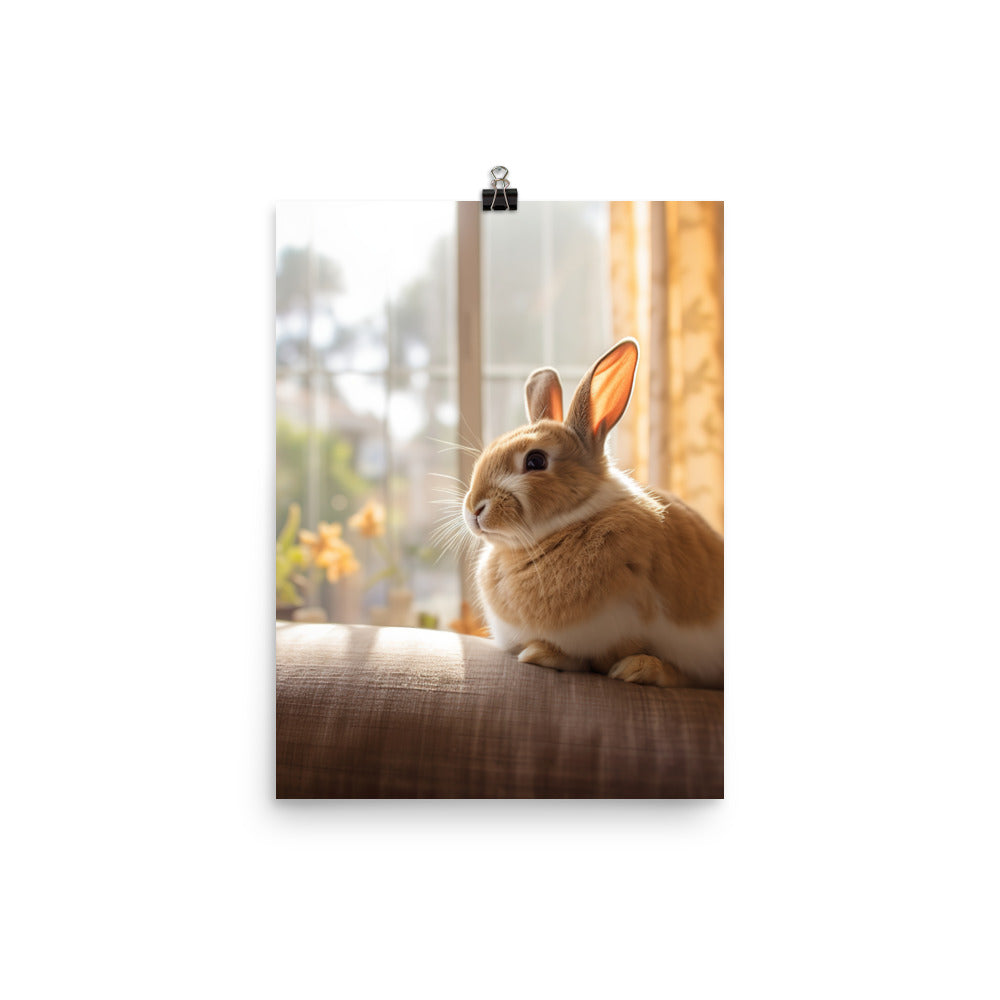 Californian Bunny in a Cozy Setting Photo paper poster - PosterfyAI.com