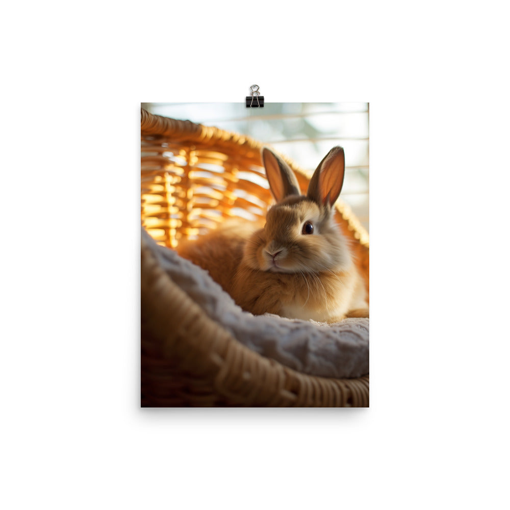 Californian Bunny in a Cozy Setting Photo paper poster - PosterfyAI.com