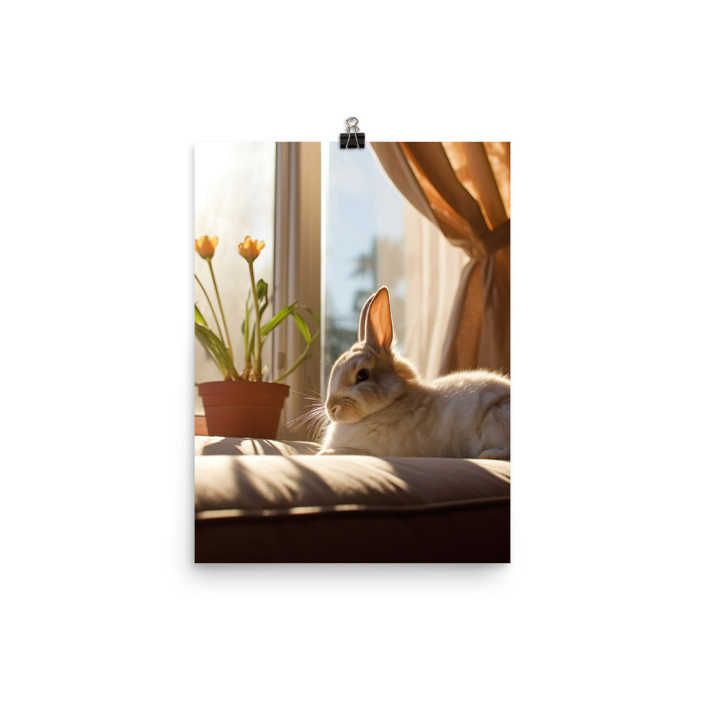 Californian Bunny in a Cozy Setting Photo paper poster - PosterfyAI.com