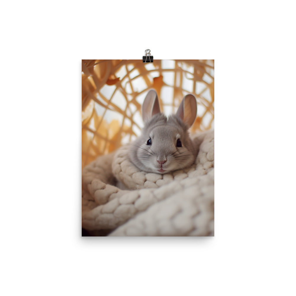 Chinchilla Bunny in a Cozy Setting Photo paper poster - PosterfyAI.com