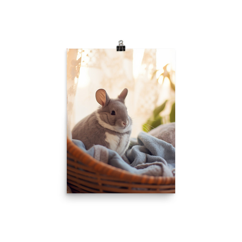 Chinchilla Bunny in a Cozy Setting Photo paper poster - PosterfyAI.com