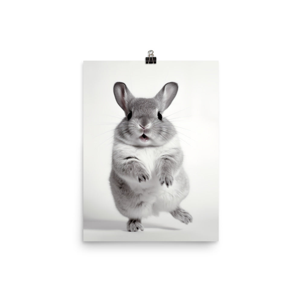 Chinchilla Bunny Enjoying a Playful Hop Photo paper poster - PosterfyAI.com
