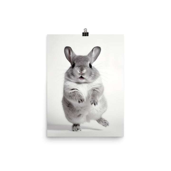 Chinchilla Bunny Enjoying a Playful Hop Photo paper poster - PosterfyAI.com