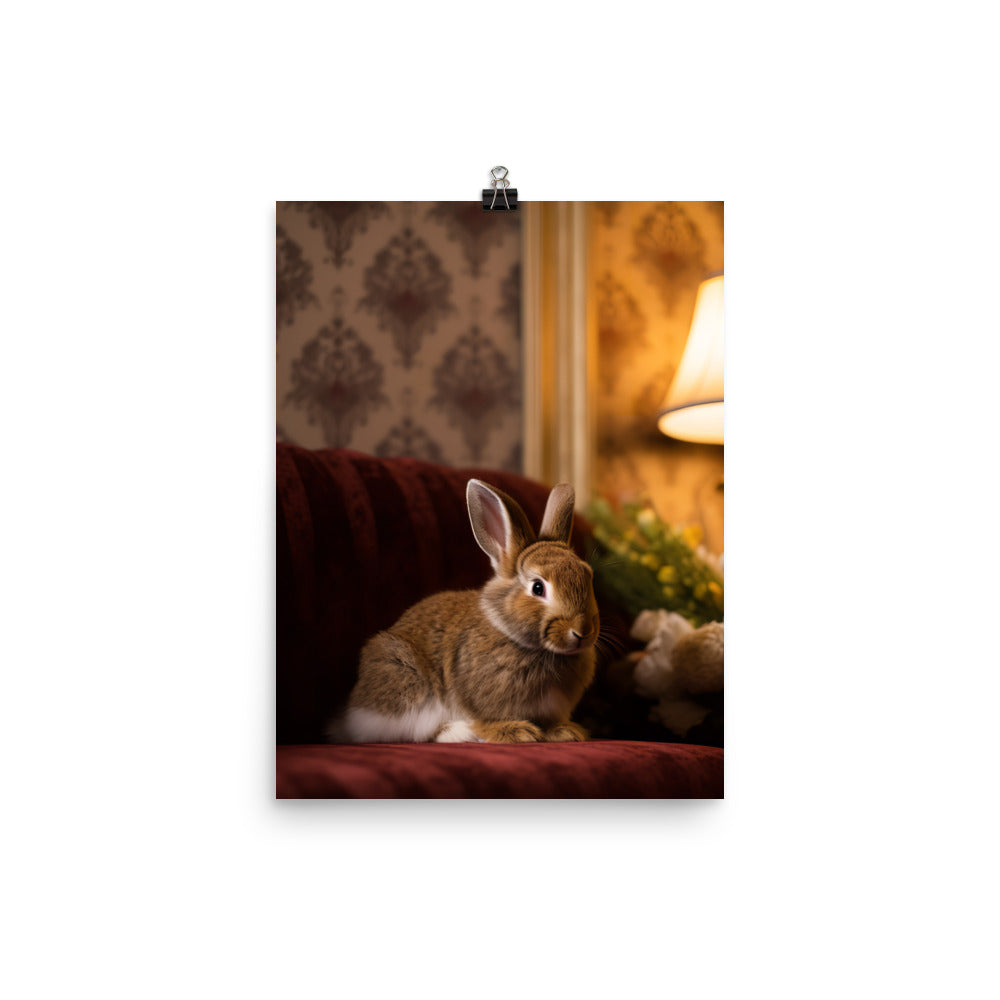 Britannia Petite Bunny in a Cozy Setting Photo paper poster - PosterfyAI.com