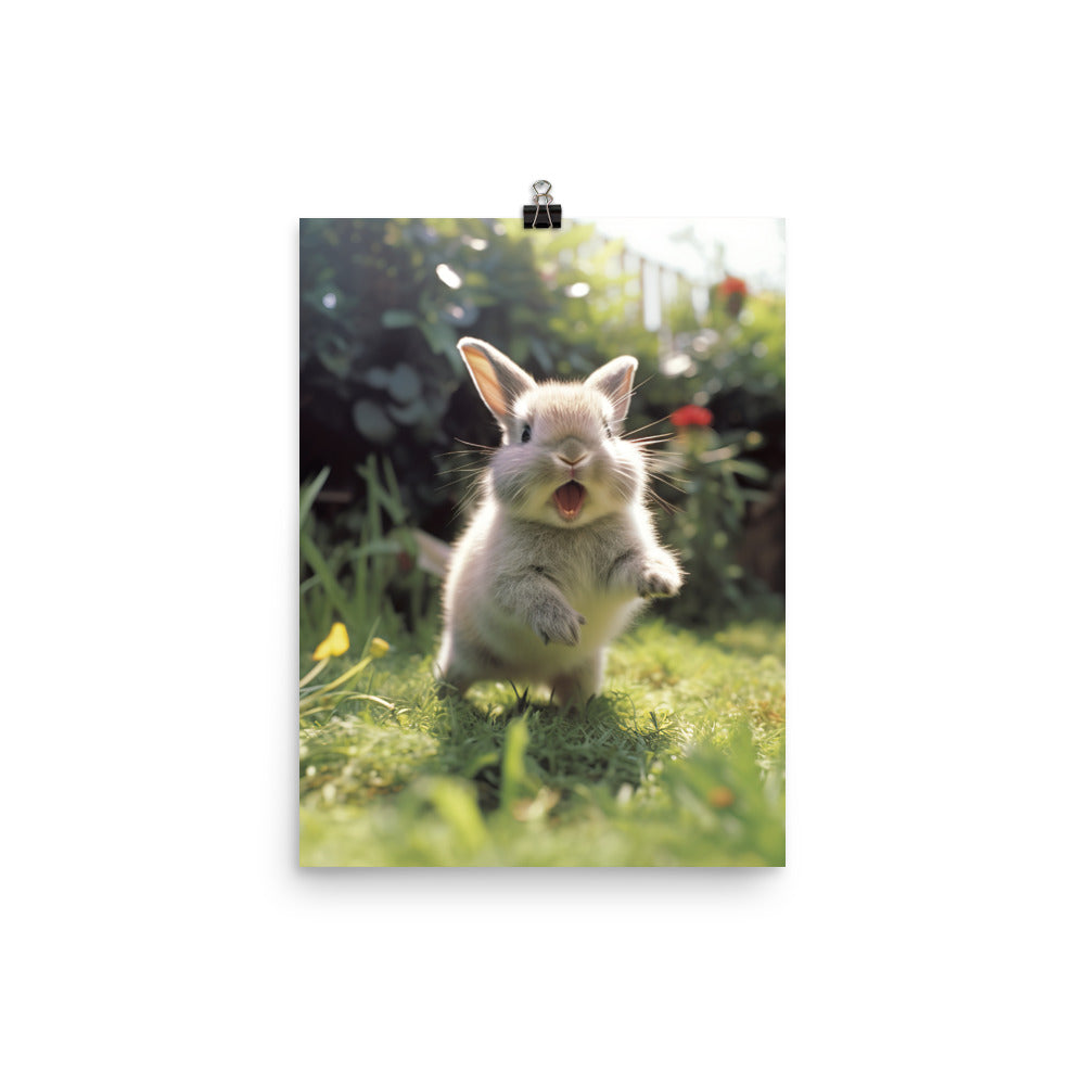 Britannia Petite Bunny Enjoying a Playful Hop Photo paper poster - PosterfyAI.com