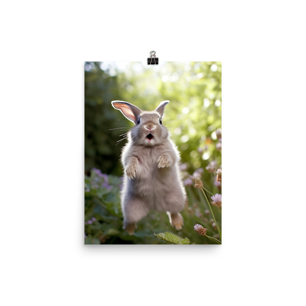 Britannia Petite Bunny Enjoying a Playful Hop Photo paper poster - PosterfyAI.com